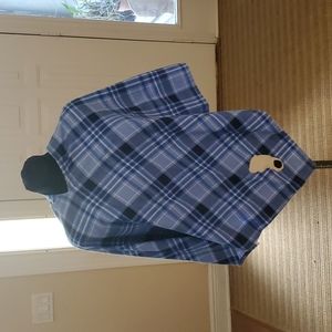 UNC blue plaid poncho/wrap in a soft flannel fleece.